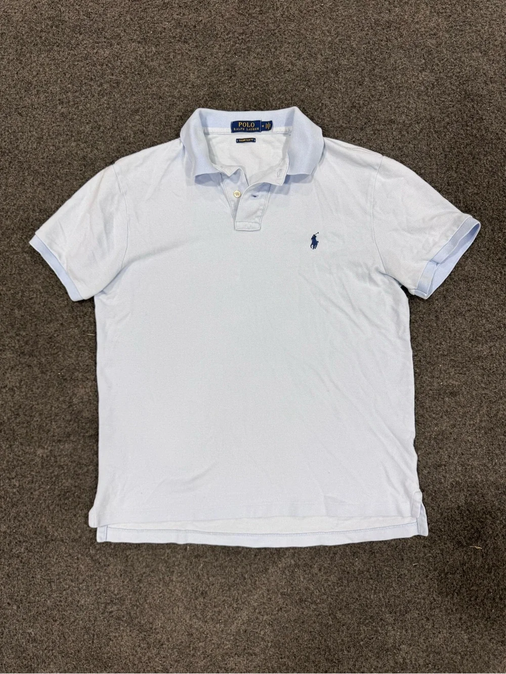Polo Ralph Lauren Shirt Mens Medium Light Blue Custom Slim Fit Polo Pony Logo